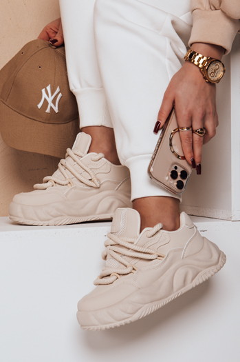 Sneakersy damskie na platformie LALANDRA beżowe Dstreet ZY0684