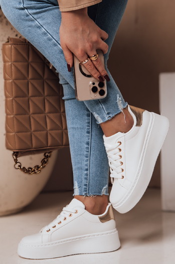 Sneakersy damskie na platformie VISOLA złote Dstreet ZY0696