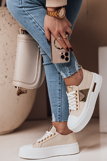 Trampki damskie na platformie TRENDIS beżowe Dstreet ZY0704