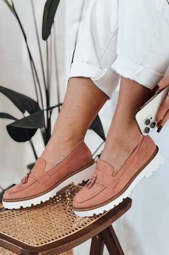 Mokasyny damskie ażurowe VANESSO różowe Dstreet ZY0713