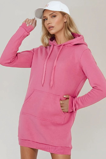 Bluza damska długa z kapturem oversize TIMMY różowa Dstreet EY2560