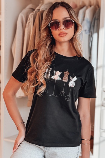T-shirt damskie z nadrukiem MANETEE czarny Dstreet RY2729