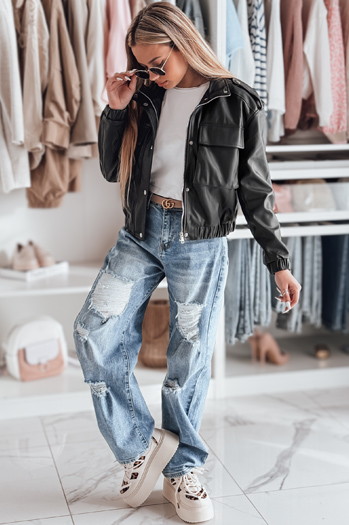 Kurtka damska krótka bomberka oversize MOTORES czarna Dstreet TY4799