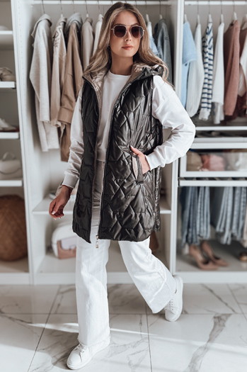 Kamizelka damska przejściowa pikowana GLITTI czarna Dstreet TY4804