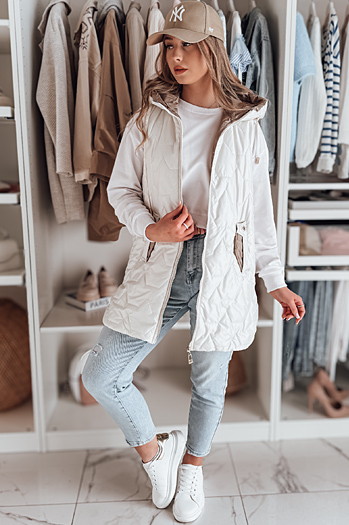 Kamizelka damska przejściowa pikowana GLITTI biała Dstreet TY4805