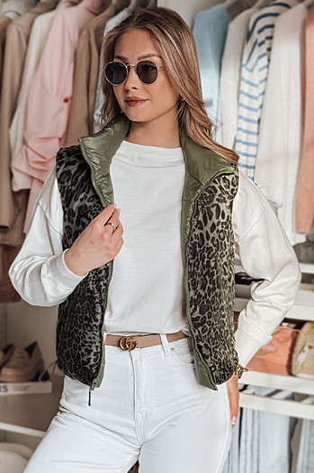 Krótka kamizelka damska dwustronna CHIPUFF zielona Dstreet TY4824