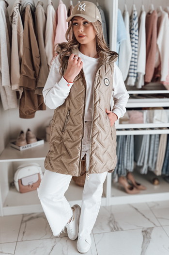 Kamizelka damska przejściowa pikowana GRANDI kamelowa Dstreet TY4829