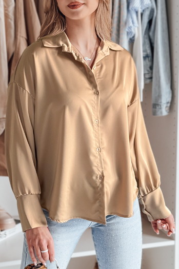 Koszula damska one size oversize SATINIA beżowa Dstreet DY0451