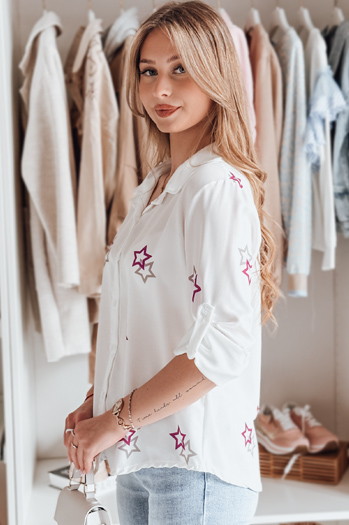 Koszula damska oversize w gwiazdki ASTROWIA biała Dstreet DY0452