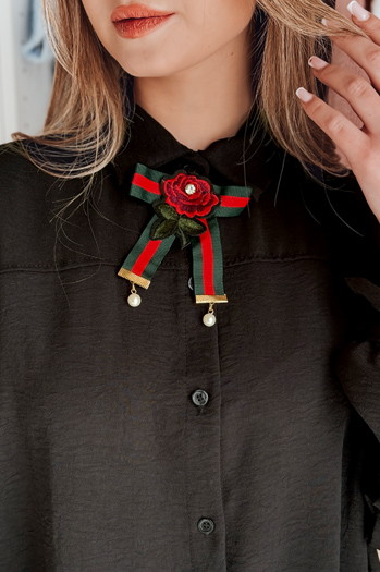 Koszula damska oversize długa z kokardą LOSANDO czarna Dstreet DY0453