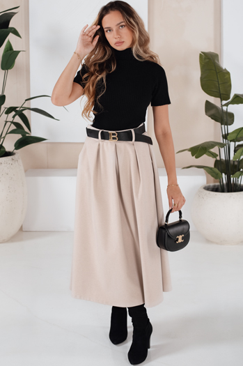 Spódnica midi damska beżowa latte Dstreet CY0475