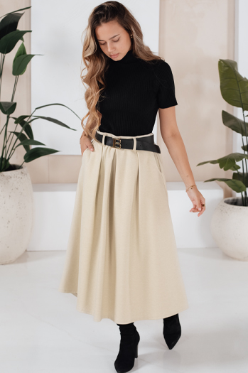 Spódnica midi damska jasnobeżowa Dstreet CY0477