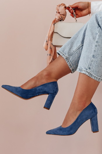 Czółenka damskie na słupku STELMI niebieskie Dstreet ZY0721