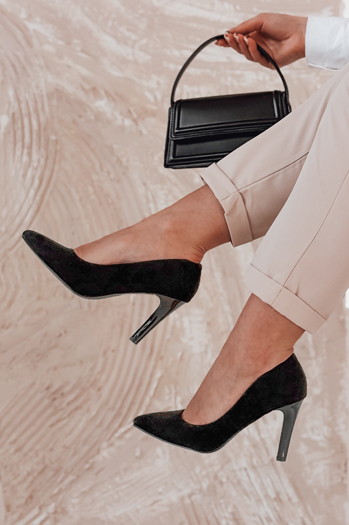 Szpilki damskie na słupku LUWINA czarne Dstreet ZY0727