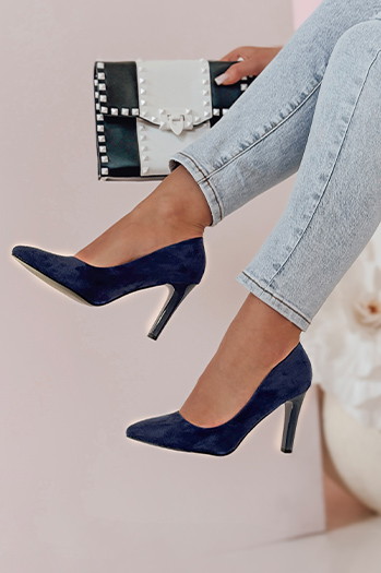 Szpilki damskie na słupku LUWINA niebieskie Dstreet ZY0728
