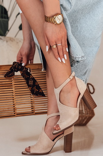 Sandały damskie na słupku SLUPER beżowe Dstreet ZY0734