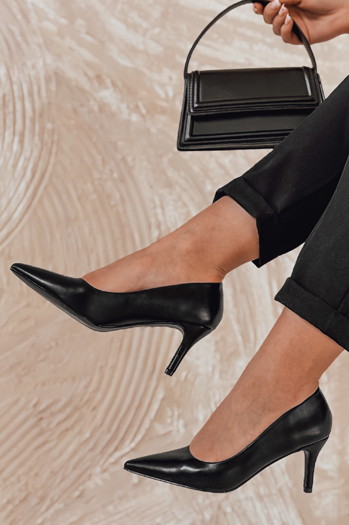 Szpilki damskie na średni obcasie FEMILONE czarne Dstreet ZY0735