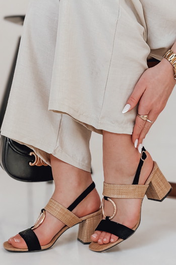 Sandały damskie na słupku ROMELLA czarne Dstreet ZY0752