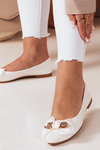 Baleriny damskie na płaskim obcasie TEDBOW białe Dstreet ZY0768