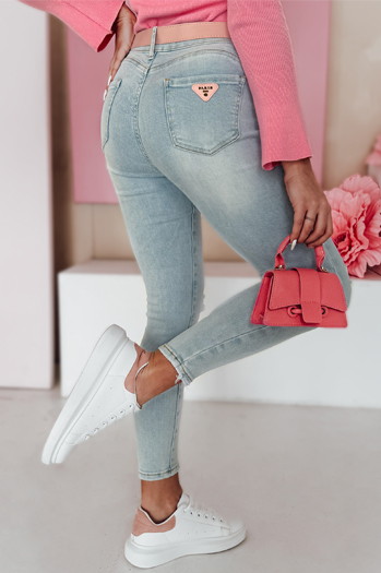 Spodnie damskie jeansowe skinny z paskiem SLIMIVI niebieskie Dstreet UY2423