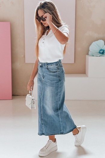 Spódnica jeansowa maxi MAXI LONG niebieska Dstreet CY0478