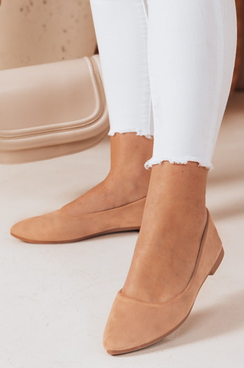 Baleriny damskie zamszowe na płaskim obcasie GLAMINO khaki Dstreet ZY0775