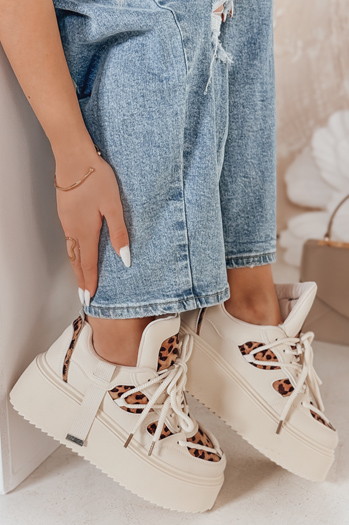 Sneakersy damskie na wysokiej platformie UPSOLE panterka Dstreet ZY0802