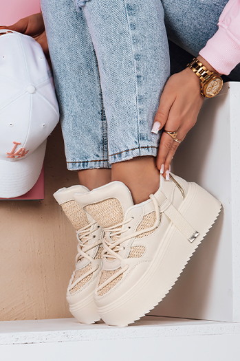 Sneakersy damskie na wysokiej platformie UPSOLE natura Dstreet ZY0803