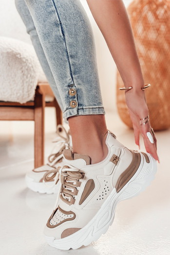 Sneakersy damskie na platformie CELESTIC beżowe Dstreet ZY0818