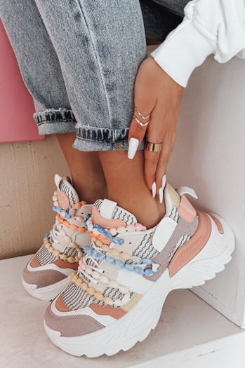 Sneakersy damskie na wysokiej platformie BEASTAR kolorowe Dstreet ZY0832