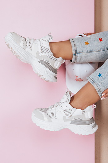 Sneakersy damskie na wysokiej platformie BEASTAR beżowe Dstreet ZY0850