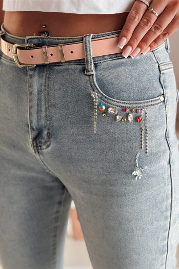 Spodnie damskie jeansowe skinny BLINGBLING niebieskie Dstreet UY2451