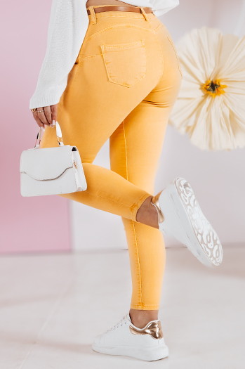 Spodnie damskie jeansowe CLARET z paskiem w zestawie żółte Dstreet UY2454