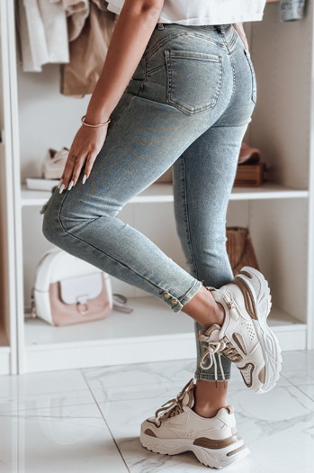 Spodnie damskie jeansowe skinny z paskiem ICONON niebieskie Dstreet UY2465