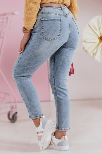 Spodnie damskie jeansowe slim fit w kwiatki FLORENSSO niebieskie Dstreet UY2467