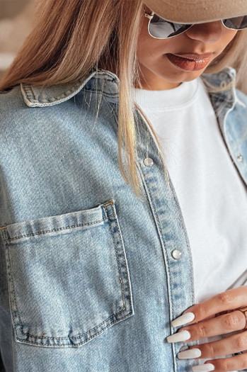 Koszula damska jeansowa oversize BLUJANES niebieska Dstreet DY0455