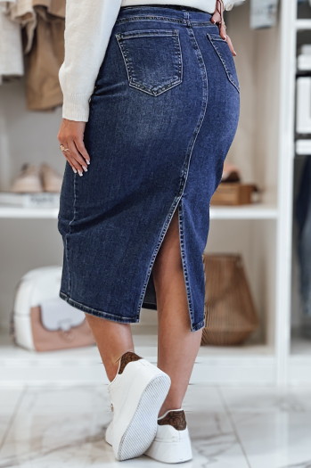 Spódnica jeansowa midi z rozcięciem MERITTA granatowa Dstreet CY0482