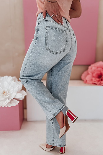 Spodnie damskie z kryształkami jeansowe DIAMONTI niebieskie Dstreet UY2475