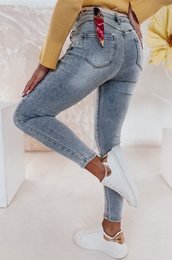 Spodnie damskie jeansowe skinny TRENDIFIX z paskiem niebieskie Dstreet UY2481