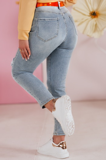 Spodnie damskie jeansowe slim fit z paskiem GIRLHOOD niebieskie Dstreet UY2484