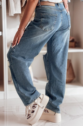 Spodnie damskie jeansowe baggy z dziurami DEMARIP niebieskie Dstreet UY2486