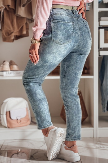 Spodnie damskie jeansowe slim fit z paskiem FLORETTA niebieskie Dstreet UY2490