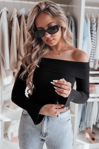 Bluzka damska one size z odkrytymi ramionami SHOWIT czarna Dstreet MY2424
