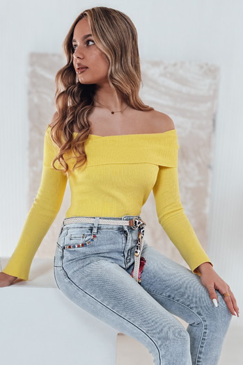 Bluzka damska one size z odkrytymi ramionami SHOWIT żółta Dstreet MY2425