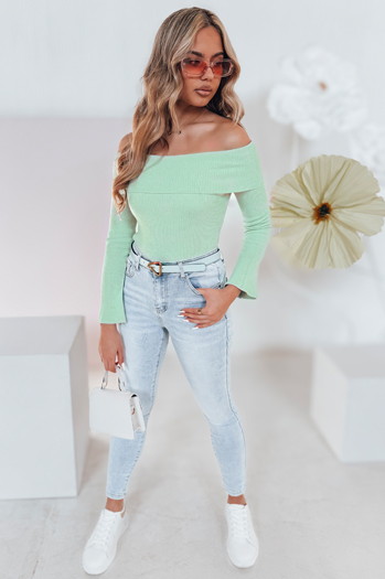 Bluzka damska one size z odkrytymi ramionami SHOWIT jasnozielona Dstreet MY2430