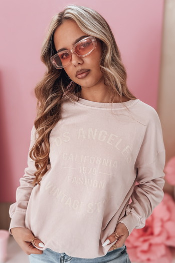 Bluza damska one size oversize KALISTYLE pudrowy róż Dstreet BY1364