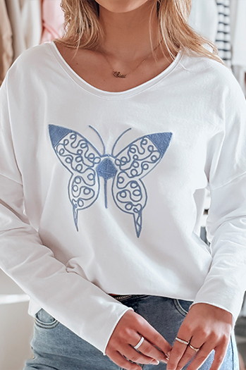 Bluzka damska one size oversize FLOFLY biała Dstreet RY2783