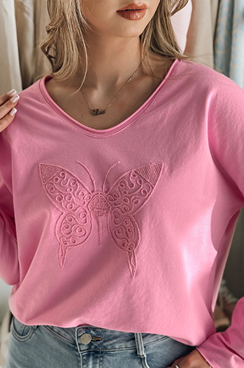 Bluzka damska one size oversize FLOFLY różowa Dstreet RY2784