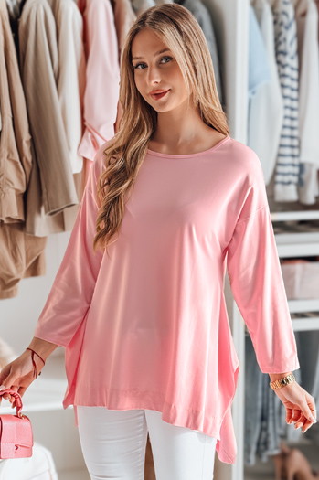 Bluzka damska masełko oversize z wisiorkiem COMFILA różowa Dstreet RY2790