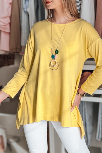 Bluzka damska masełko oversize z wisiorkiem COMFILA żółta Dstreet RY2791